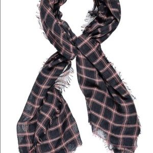 Plaid Frayed Oblong Scarf NWT